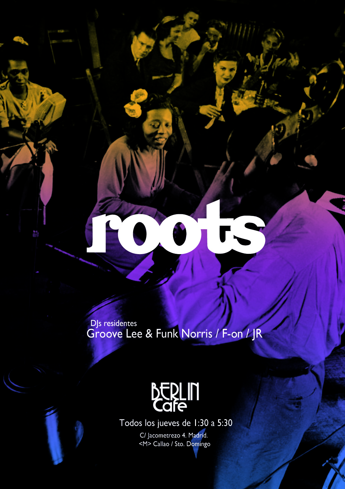 Diseño de identidad y cartelería para Roots@cafeberlin